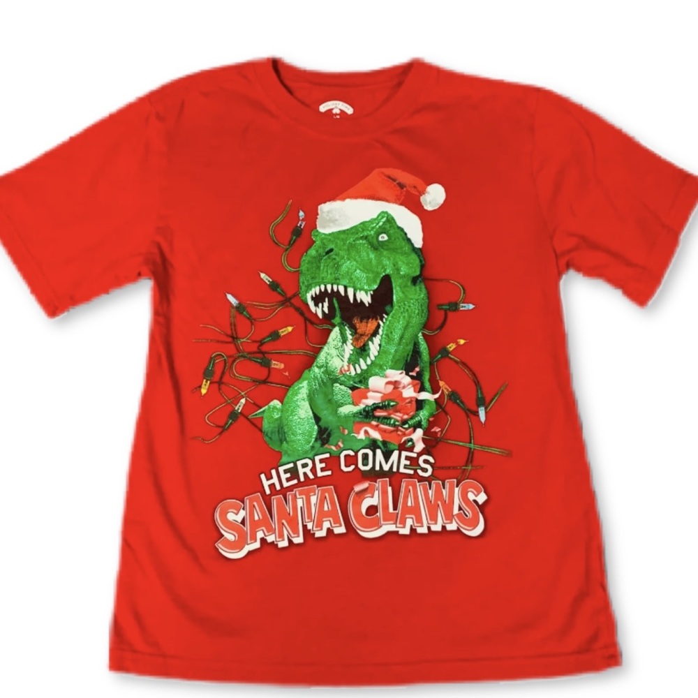 Boys Holiday Time Christmas T-Rex size L 10/12